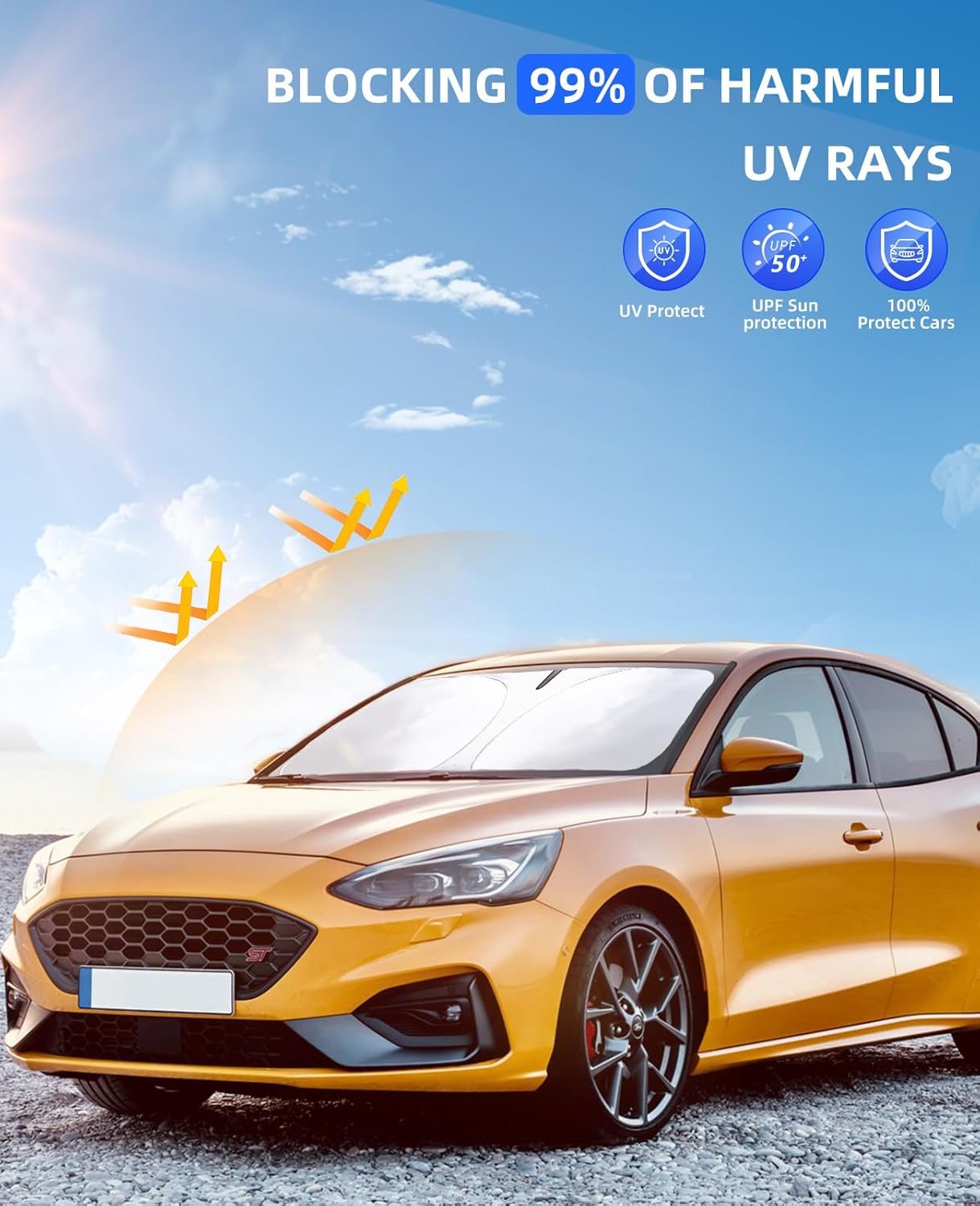 for Focus Windshield Sun Shade Sunshade for Ford Focus 2012-2018 Windshield Cover Fit 2020 2024 Focus S RS, ST, SE, SEL, Titanium, Electric Sedan Hatchback Accessories Sun Visor Protector Block UV Ray