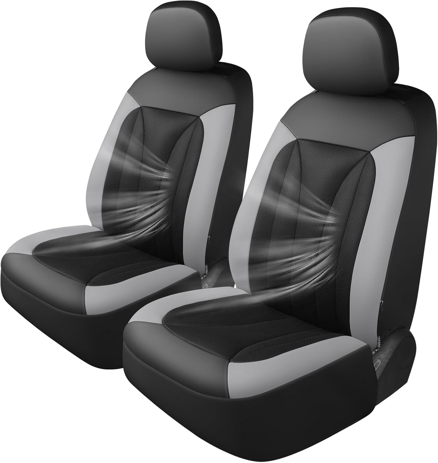 GIANT PANDA Fit Chevy Silverado 1500 2500 3500 Front Car Seat Cover, 3D Air Mesh Breathable Seat Protector, Grey(2-Pack)