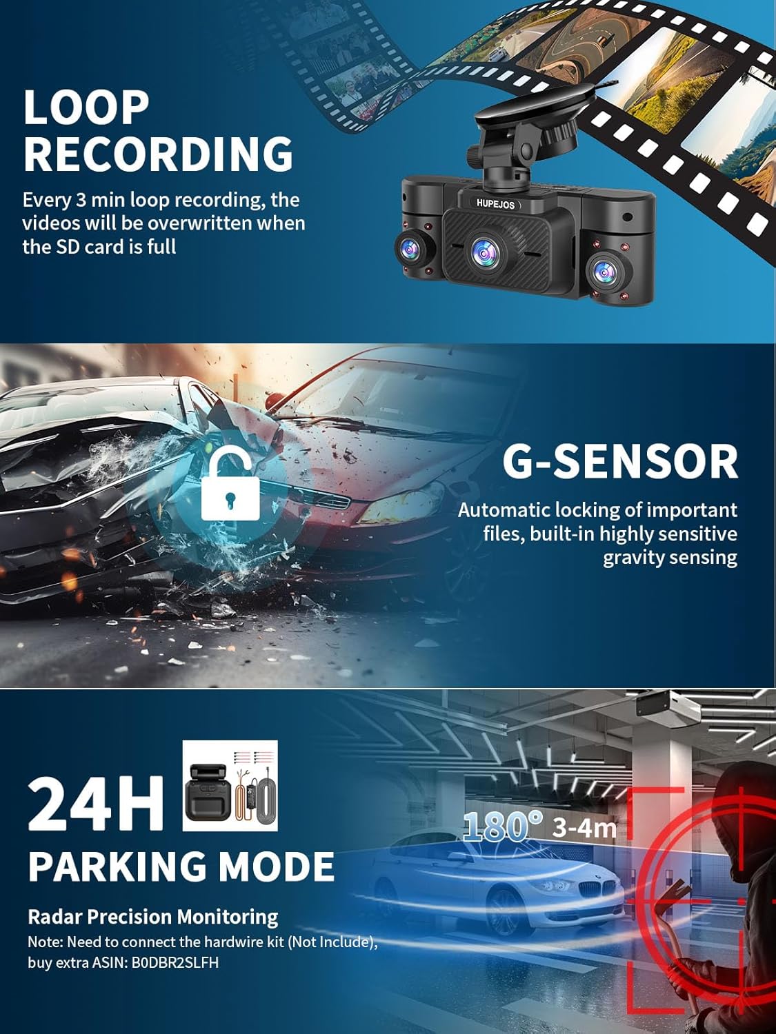 Dash Cam Front and Rear, 360 Dgree View 4 Channel Dash Camera for Cars 2K FHD, Mini Dashcam Built-in WiFi, Car Camera with 64GB Card, Voice Control, Night Vision,WDR,24/7 Parking Mode, V30-4CH