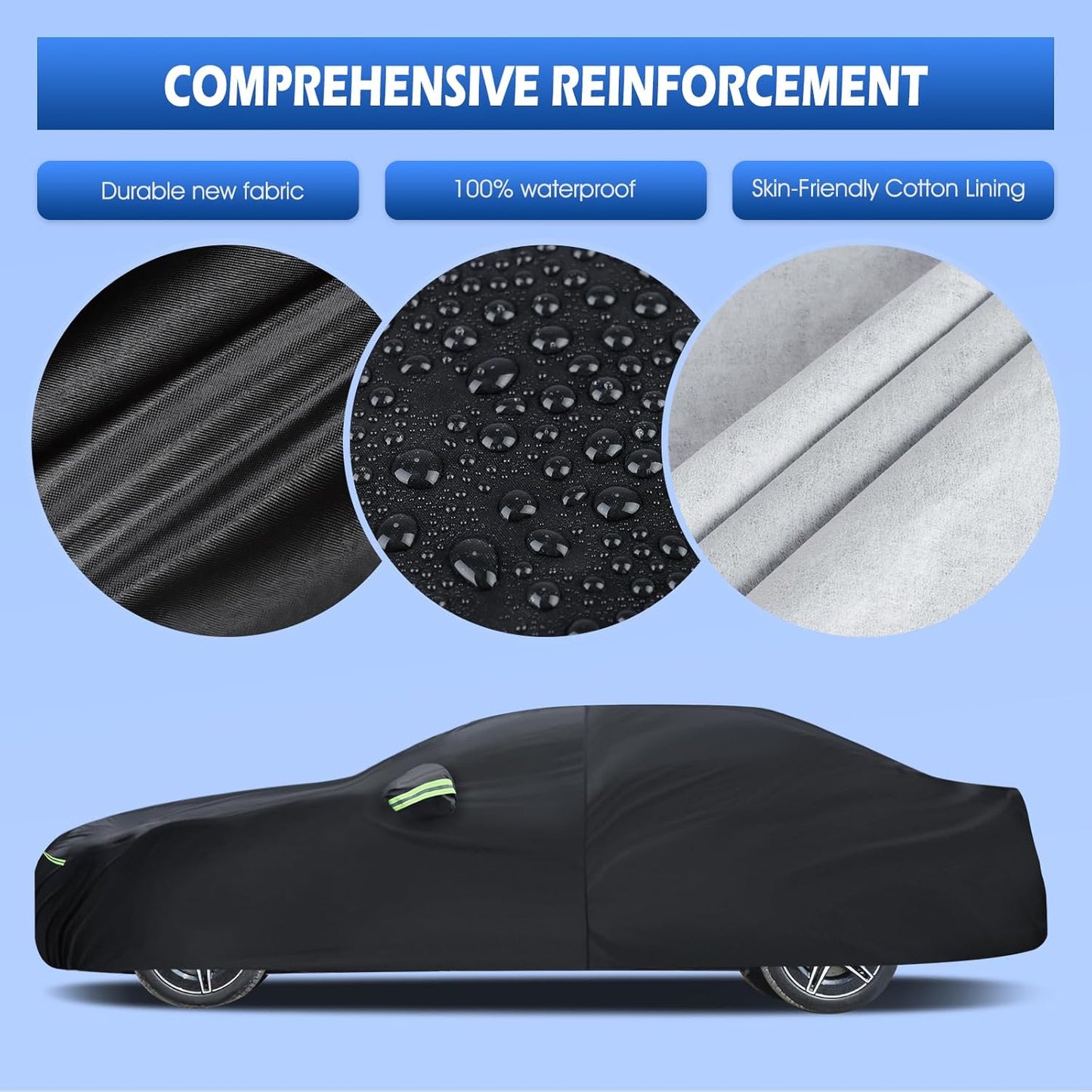 Car Cover Custom Fit for 2008-2025 Mercedes Benz C-Class C300 C350 C400 C450, Migaven Waterproof Full Exterior Cover Sun Rain Protection with Door Zipper and Cotton Lining