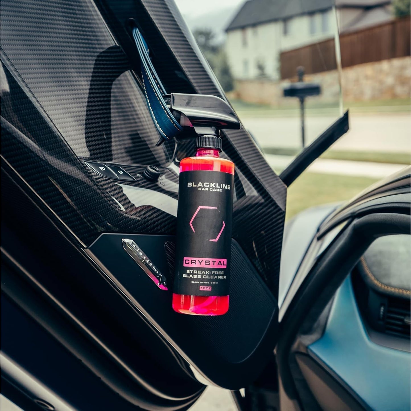 Blackline Best Glass Cleaner - Works on Glass, Windows, Mirrors & Navigation Screens. Tint Safe Window Cleaner for Car - 16 fl oz bottle, Streak Free Spray