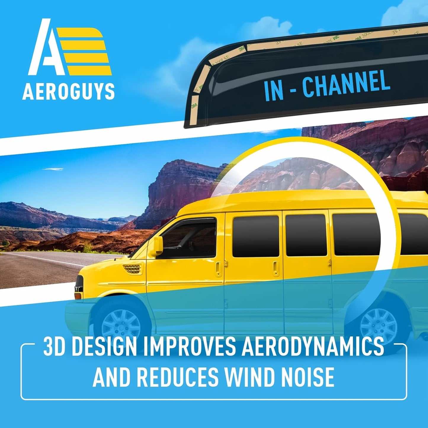 Extra Durable Window Deflectors in-Channel Visors Rain Guards Fit for Chevrolet (Chevy) Express Van 1996-2025, Sun Visors, Wind Vent for Shades, Exterior Car Accessories - 2pcs. AG0420