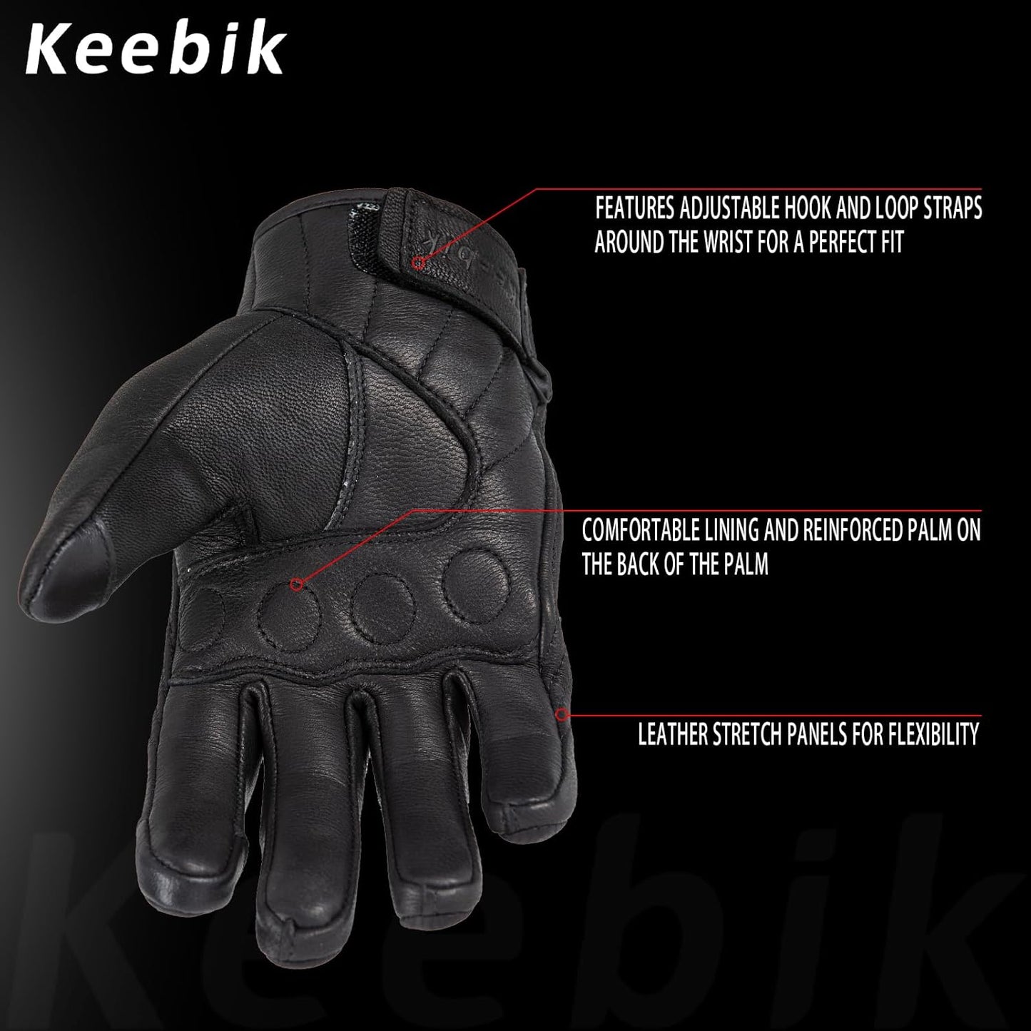Goatskin Leather Motorcycle Motorbike Powersports Racing Gloves Reflective Skull Touchscreen for Men and Women Model