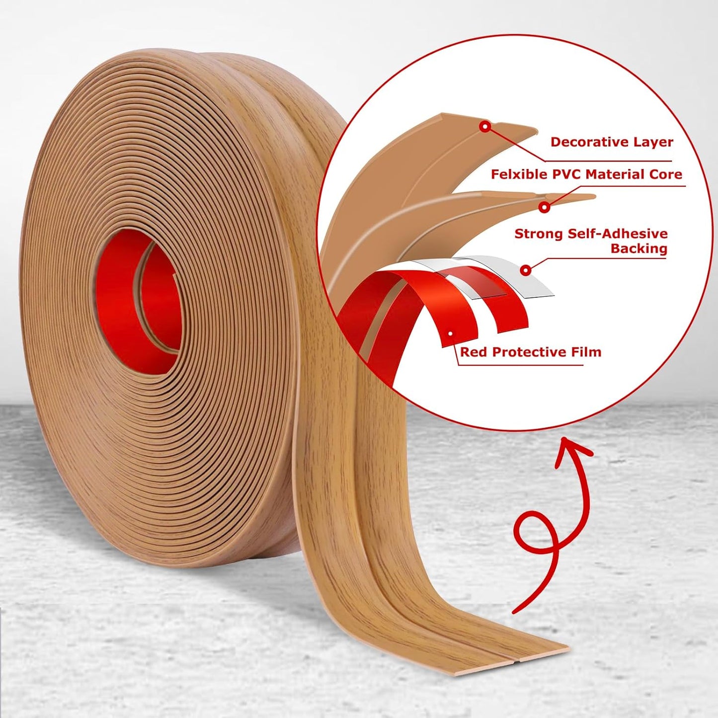 Flexible Wall Corner Protector Moulding Trim Peel and Stick Wall Corner Guards Edge Protector Self Adhesive Molding Trim Strip for Edge Ceiling (Light Brown Wood Grain, 2.4 in x 40 Ft)