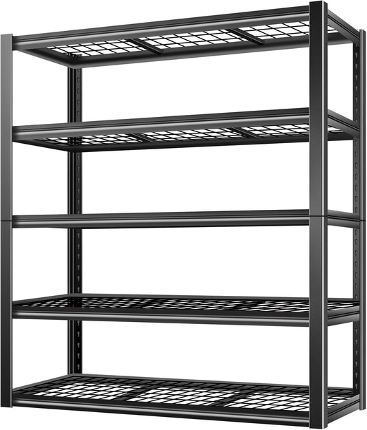 BILT HARD 48" W Garage Shelving 3000 LBS, 72" H x 18" D Storage Shelves, 5-Tier Industrial Heavy Duty Storage Shelves, Steel Shelving with Adjustable Rack, Black