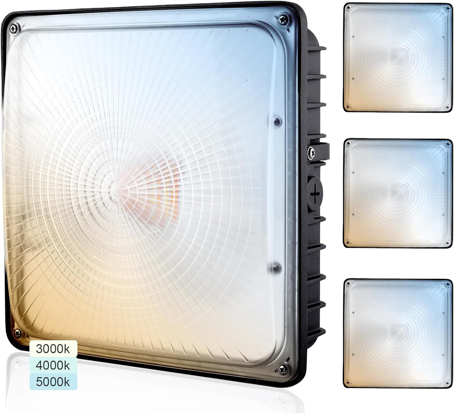 70W LED Canopy Lights 4Pack, 30/45/60/70W Selectable, 3CCT 3000/4000/5000K, Commercial LED Canopy Lights Outdoor for Gas Station Carport Garage Warehouse, IP65 Waterproof, 100-277V Dim, ETL Listed