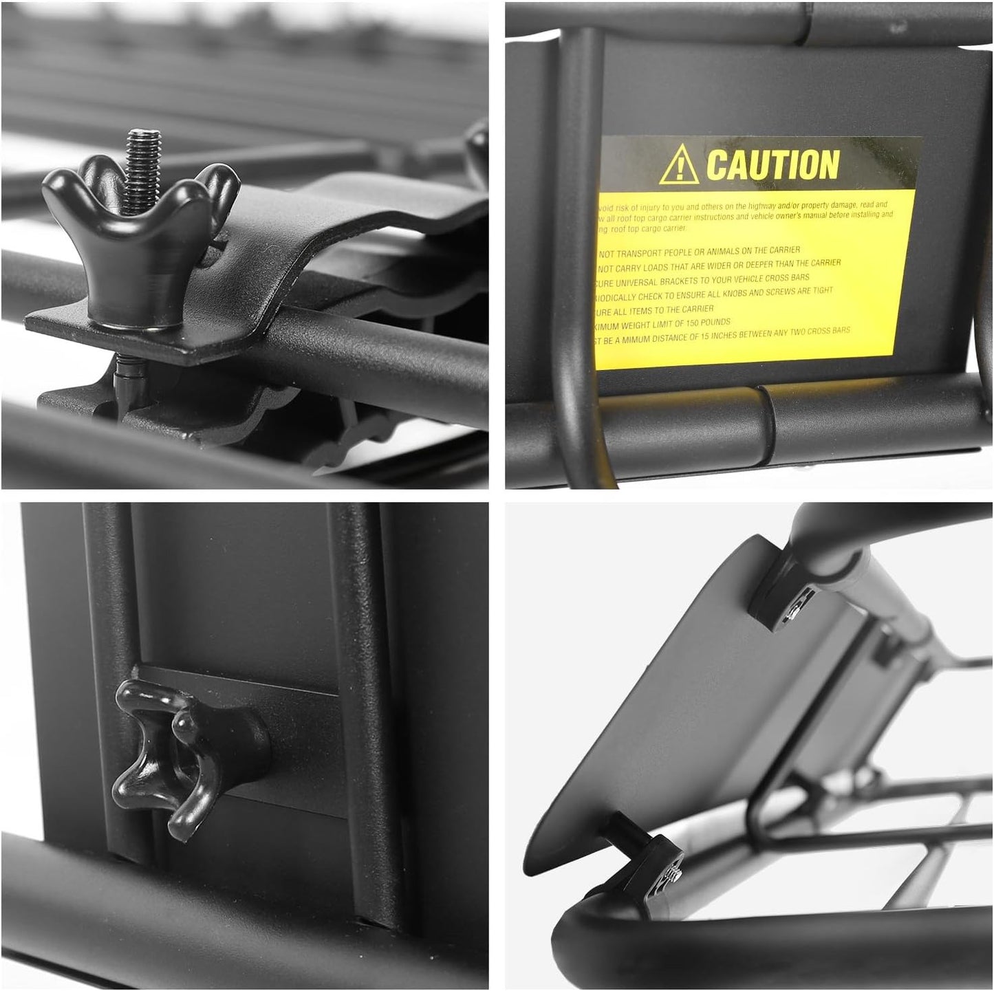 Leader Accessories Roof Rack Cargo Basket Set, Roof Cargo Basket 64'' with Cargo Net 3' x 4' Stretches to 6'x 8' Bungee Net