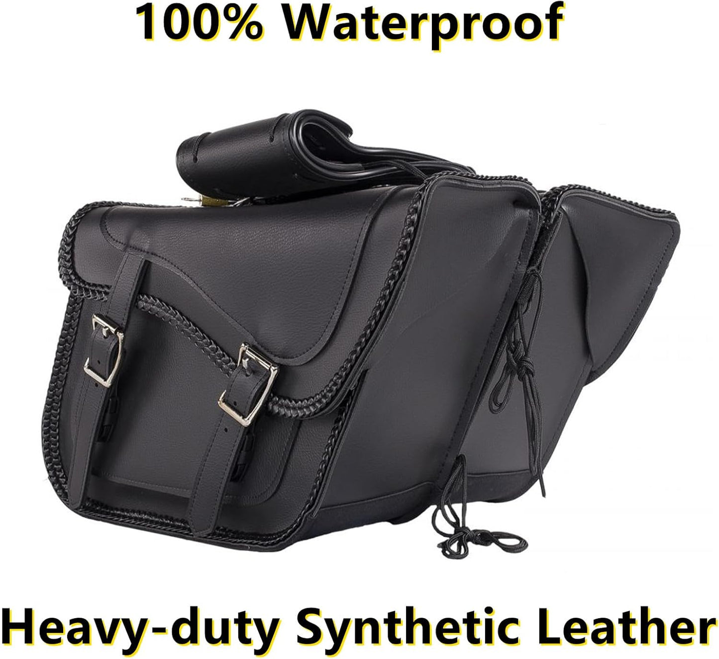 GARGOYLE BELLS Motorcycle Saddle Bags Leather Motorcycle Luggage Bag with Gun Holsters For Softails Sportsters and Choppers Tool Bags For Motorcycle (Black PVC-Style 2, 14" x 8" x 11")