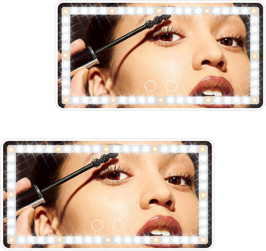 Car Sun Visor Vanity Mirror with Lights, 2 Pcs Rechargeable Car Makeup Mirror Accessories, Birthday Gifts for Women Girl, 3 Light Modes, Dimmable Touch Led Screen, Universal for Car Truck