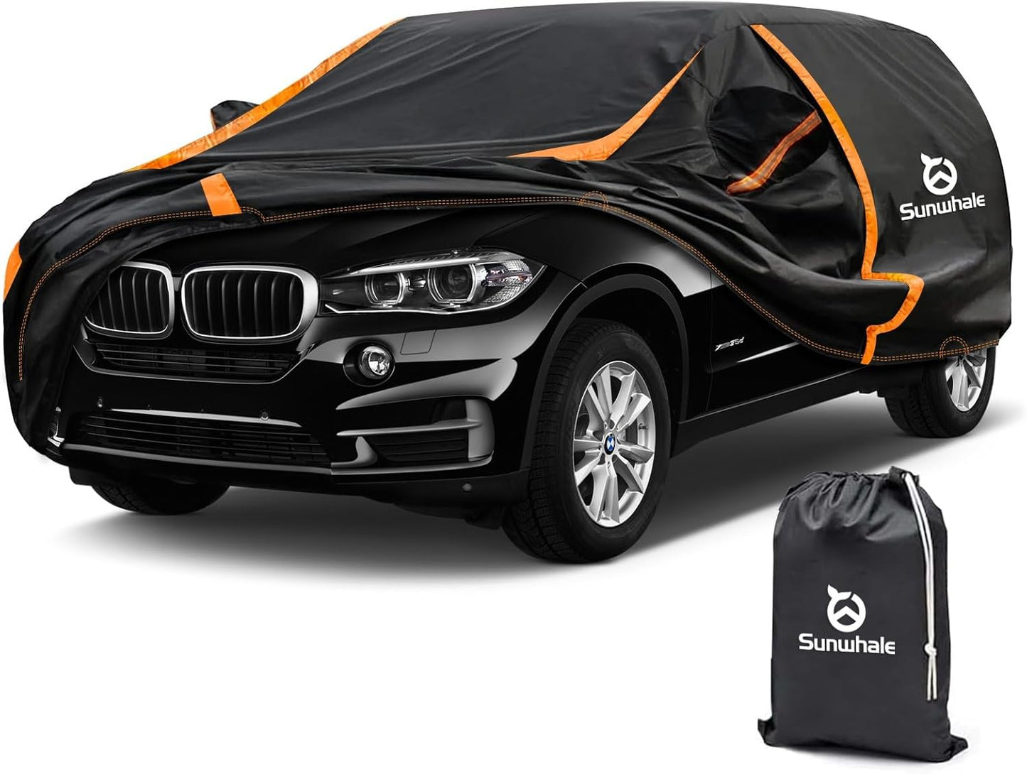 Car Cover Waterproof All Weather for SUV Automobiles UV Protection Snowproof Rain Sun with Door Zipper Full Exterior Outdoor Full Car Cover Universal Fit Up to 185"