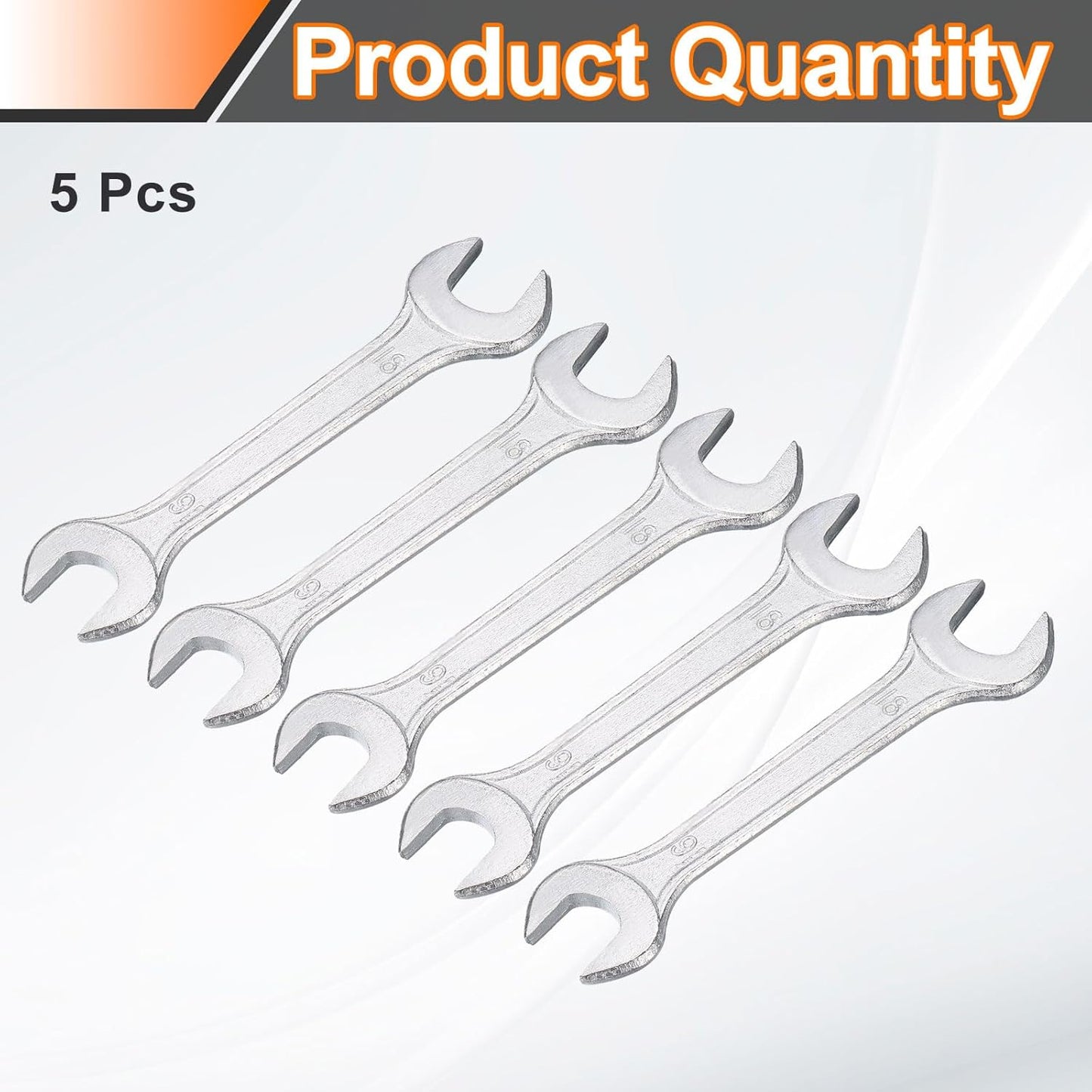 HARFINGTON 5pcs Double Open End Wrench 16mm x 18mm Metric 15 Degree Offset Angle Small Flat Head Wrench Galvanizing Open Ended Spanner for Automotive Repair Furniture Assembly