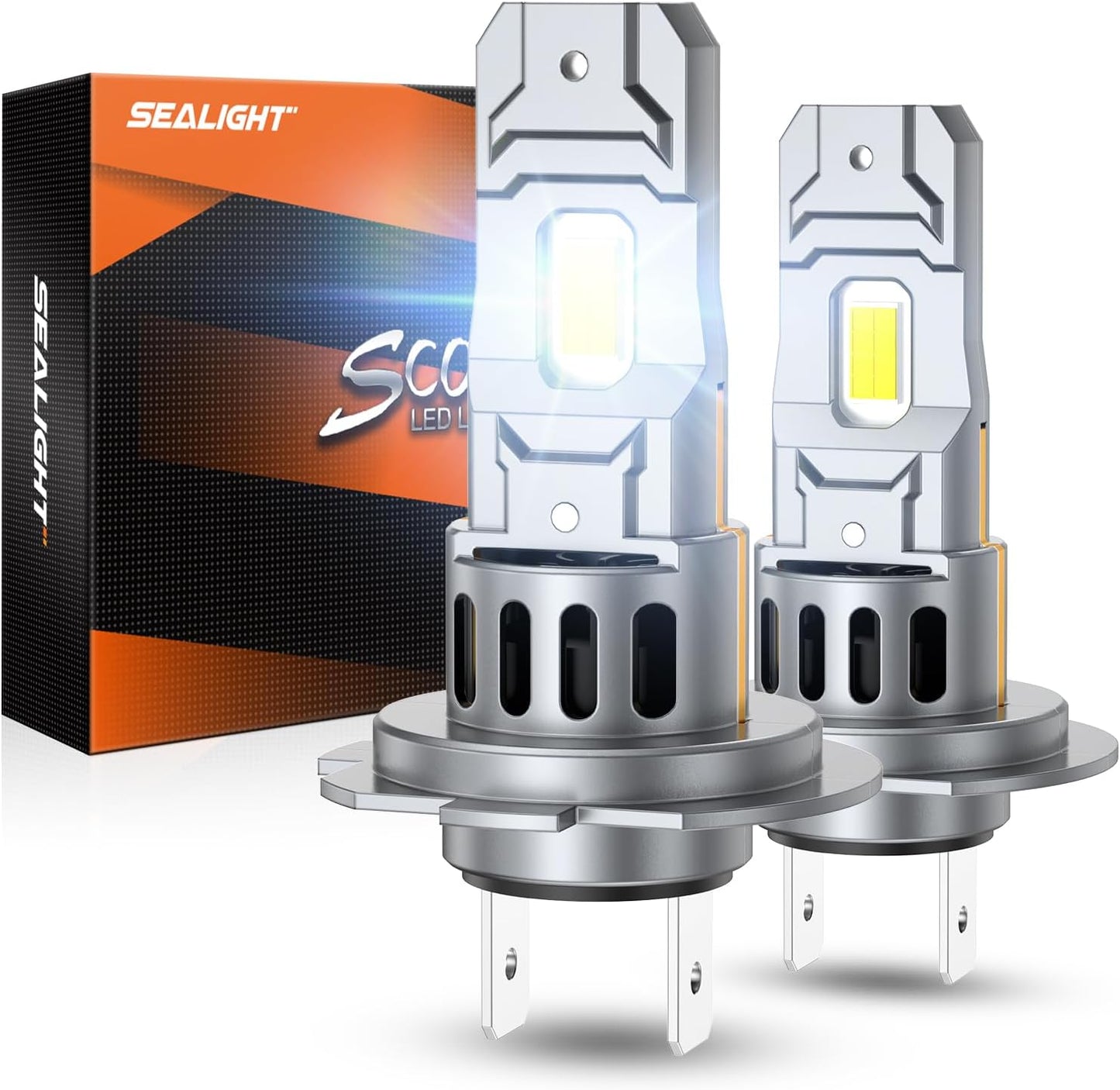 SEALIGHT H7 Bulbs, 50,000LM 6500K Fog Lights with Cooling Fan, 1:1 Design, Plug-N-Play, Pack of 2