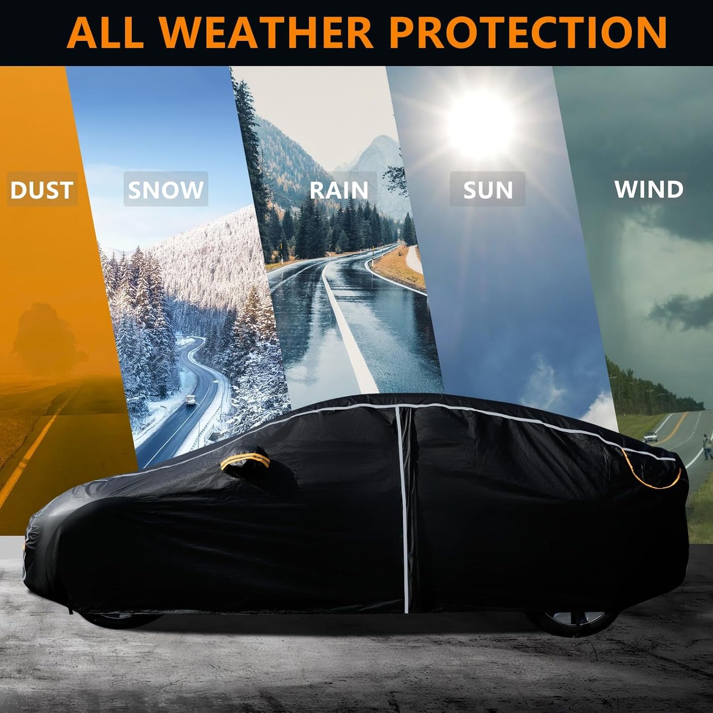 Car Cover Waterproof All Weather,6 Layers Car Covers for Automobiles, Full Exterior Cover with Zipper, Outdoor SUV Car Cover Sun UV Rain Snow Wind Protection, Fit for 192"(192*74*74 inch)SUV