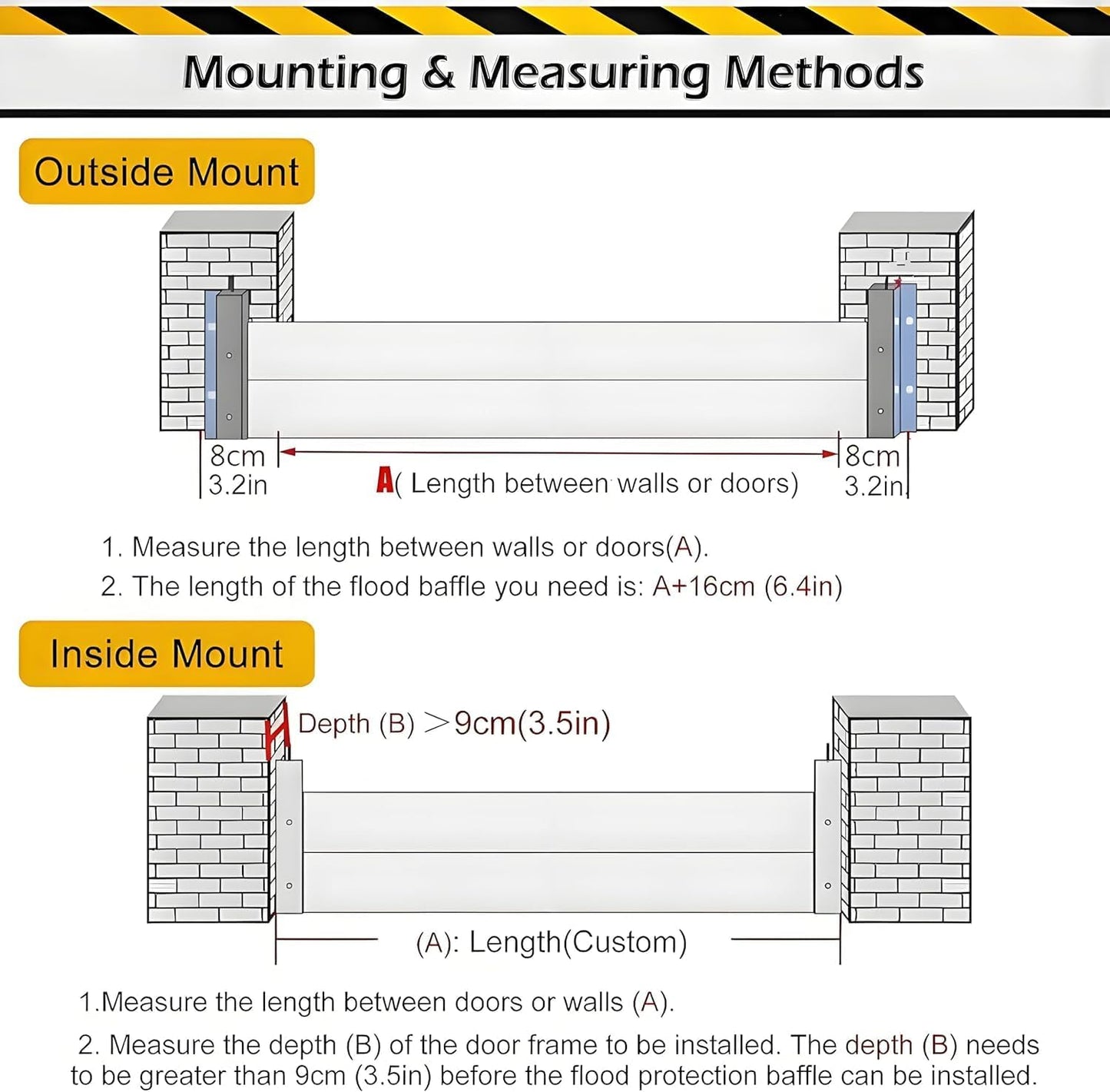 Flood Barriers for Home Exterior - Aluminum Alloy Outdoor Easy Flood Barrier Garage Doors Water Barriers for Flooding,H31.5 Inch/L10FT