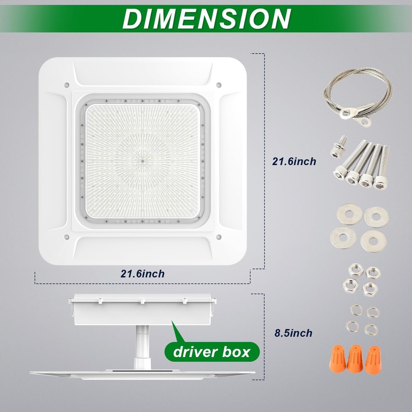 OSTEK LED Gas Station Canopy Light, 180W Carport Ceiling Light 5700K, Outdoor Rated (600W HID/HPS Equivalent), 90-277V IP65 DLC & UL Listed (180W-1 Pack)