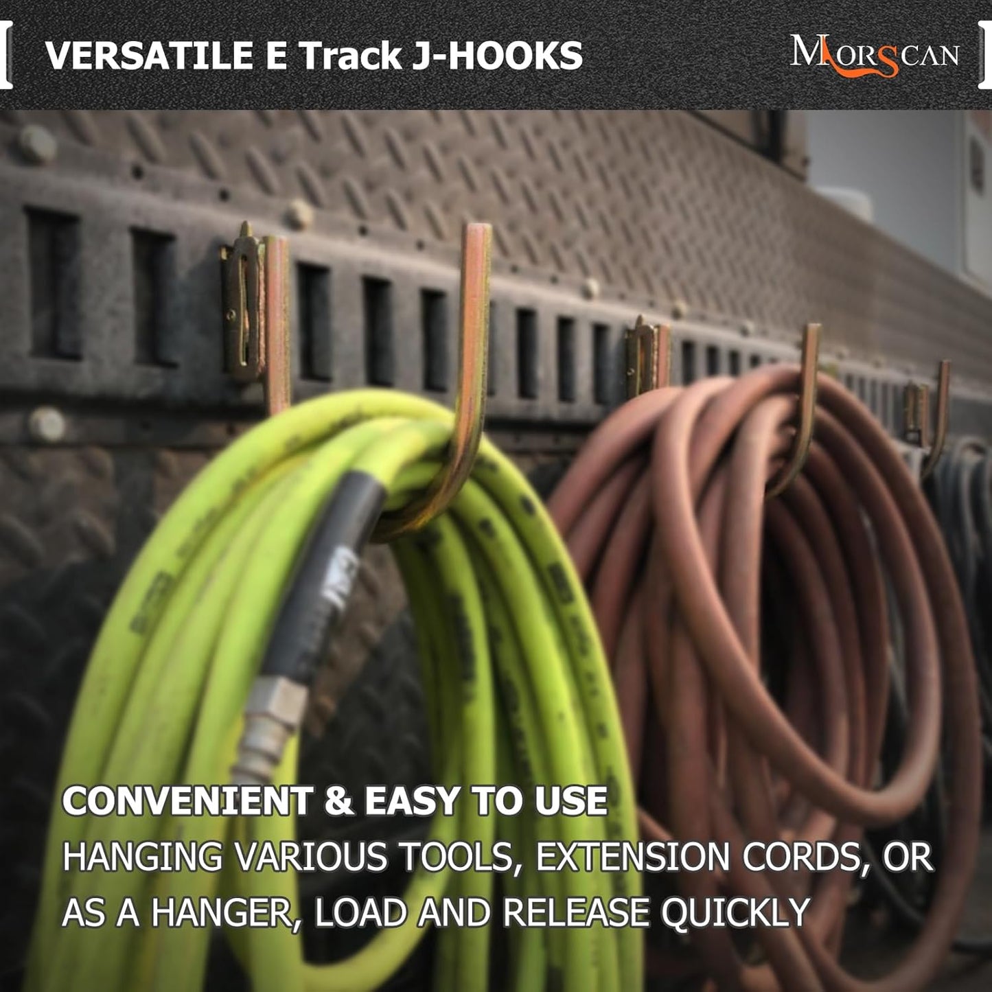 10 Pack 4" E Track J Hooks Heavy Duty Galvanized Steel E-Track Tie Down Accessories for Box Truck, Enclosed Trailer, Garage, Vans, Warehouse, Workshop