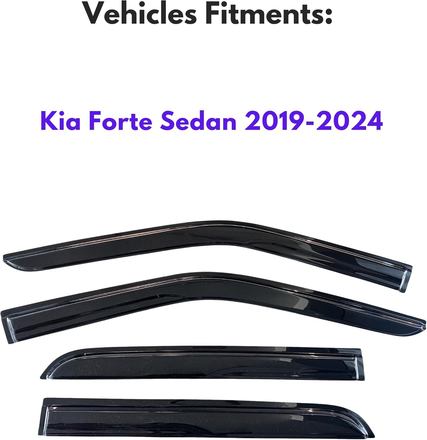 KPY Window Visor Compatible with Kia Forte Sedan 2019-2024, 4PC Rain Guard Side Window Vent Deflectors Tape-On Mugen Style, 2019 2020 2021 2022 2023 2024