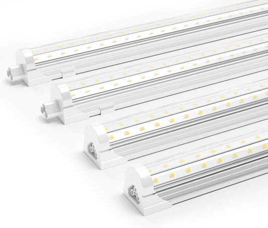 Ensenior 4 Pack 8 FT Led Shop Lights, 6000K Clear White, 10000LM Super Bright, 72W Equivalency 936W, Commercial Bay Lighting, U-Shaped Linkable Shop Lights Plug in for Garage, Workshop, FCC Certified