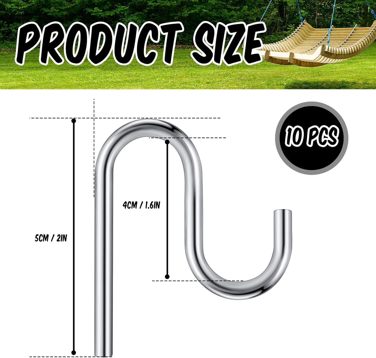 Blulu 10 Pcs 2'' Long Shed Hooks Shed Accessories for Hanging Heavy Duty Individual Utility Hooks Universal Wall Mounted J Utility Hangers for Tools Shovels Rakes Storage (Silver)