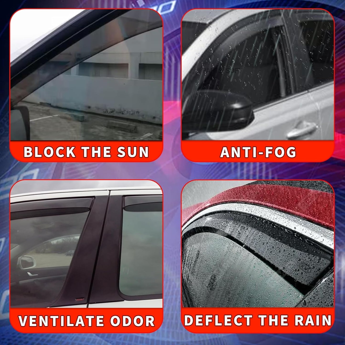 4pcs in Channel Rain Guards Fit for 2012 2013 2014 2015 2016 2017 Ford Focus Hatchback/Sedan, Durable Window Visors Side Wind Deflectors, Vent Shades Visors Shield