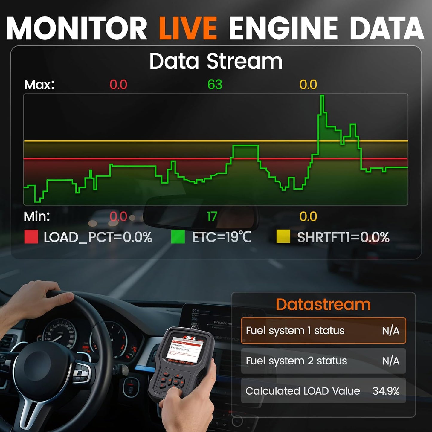 ANCEL AD530 PRO 2 in 1 OBD2 Scanner & Car Battery Tester, Car Scanner Diagnostic Tool with Live Data, 6V 12V Battery Checker with Charging/Cranking Test, Check Engine Code Reader for 1996+ Vehicles