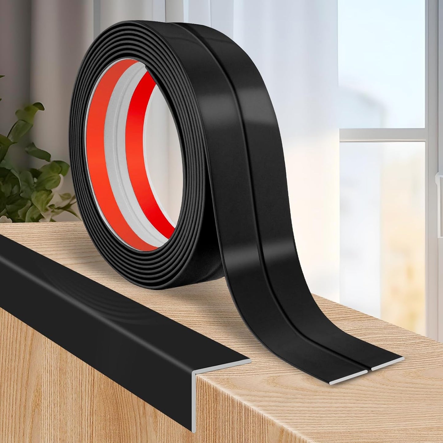 Flexible Wall Corner Protector Moulding Trim Peel and Stick Wall Corner Guards Edge Protector Self Adhesive Molding Trim Strip for Edge Ceiling (Black, 1.6 in x 40 Ft)