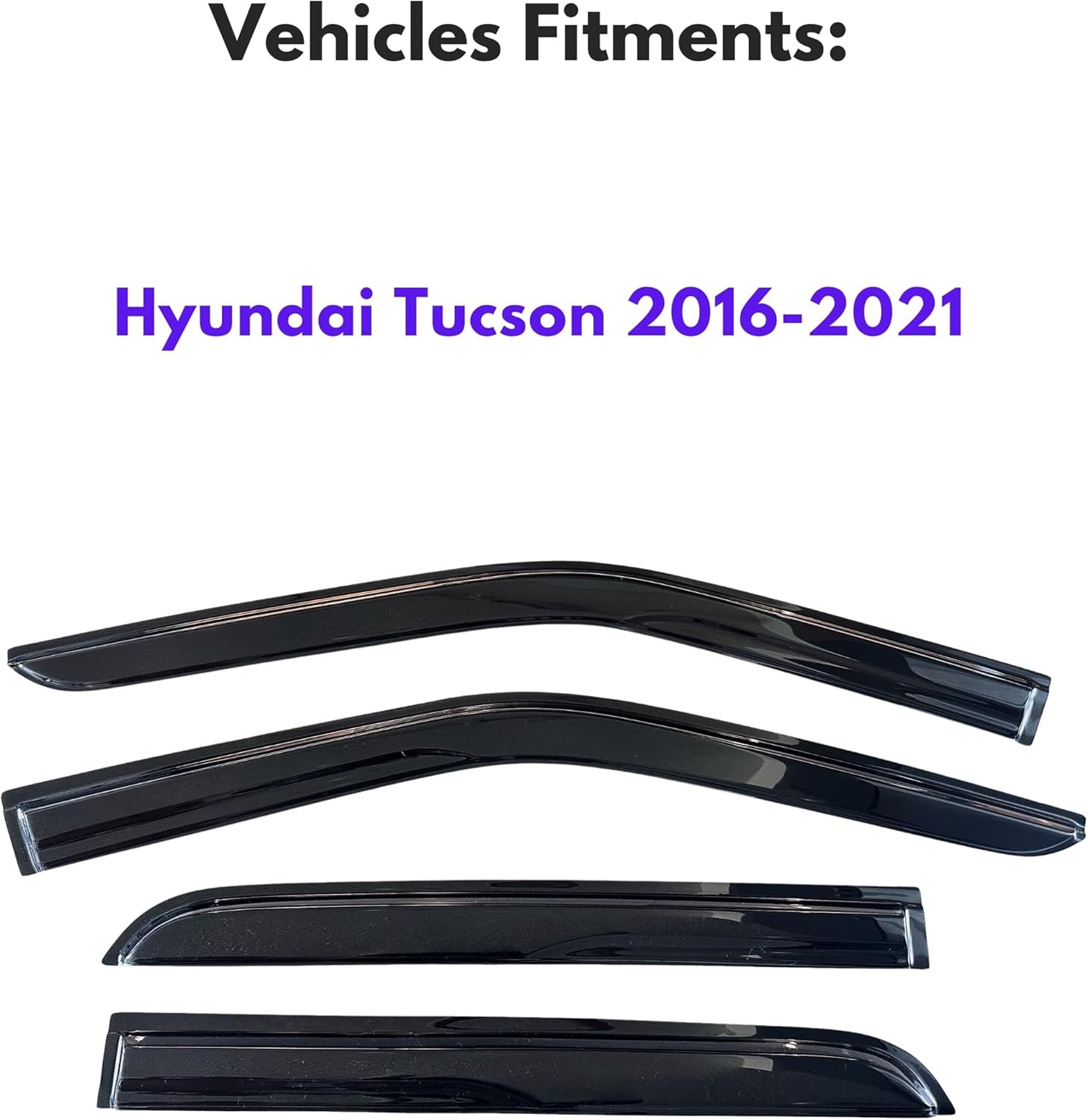 KPY Window Visors Rain Guards for 2016 2017 2018 2019 2020 2021 Hyundai Tucson, Window Wind Deflectors Vent Shades for 16 17 18 19 20 21 Tucson (Mugen Style)