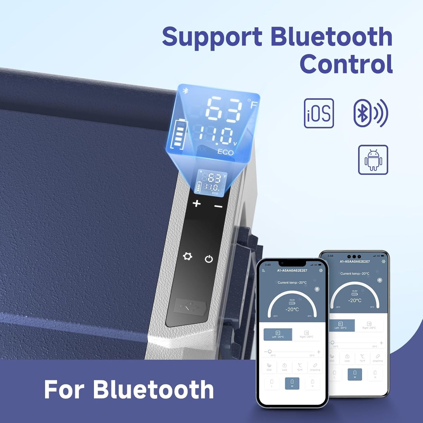 BODEGACOOLER 12 Volt Car Refrigerator,53 Quart Portable Fridge Dual Zone -4℉-68℉,50L Car Freezer APP Control,Electric Compressor Cooler 12/24V DC and 100-240V AC for RV,Camping,Travel,Truck,Vehicles