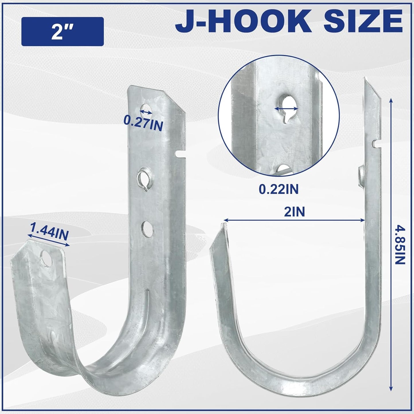 Gisafai 50 Cable Support J Hook, Cable Hooks for Hanging, Heavy Duty Metal Hooks for Wire Management, G60 Galvanized Steel (2 Inch)
