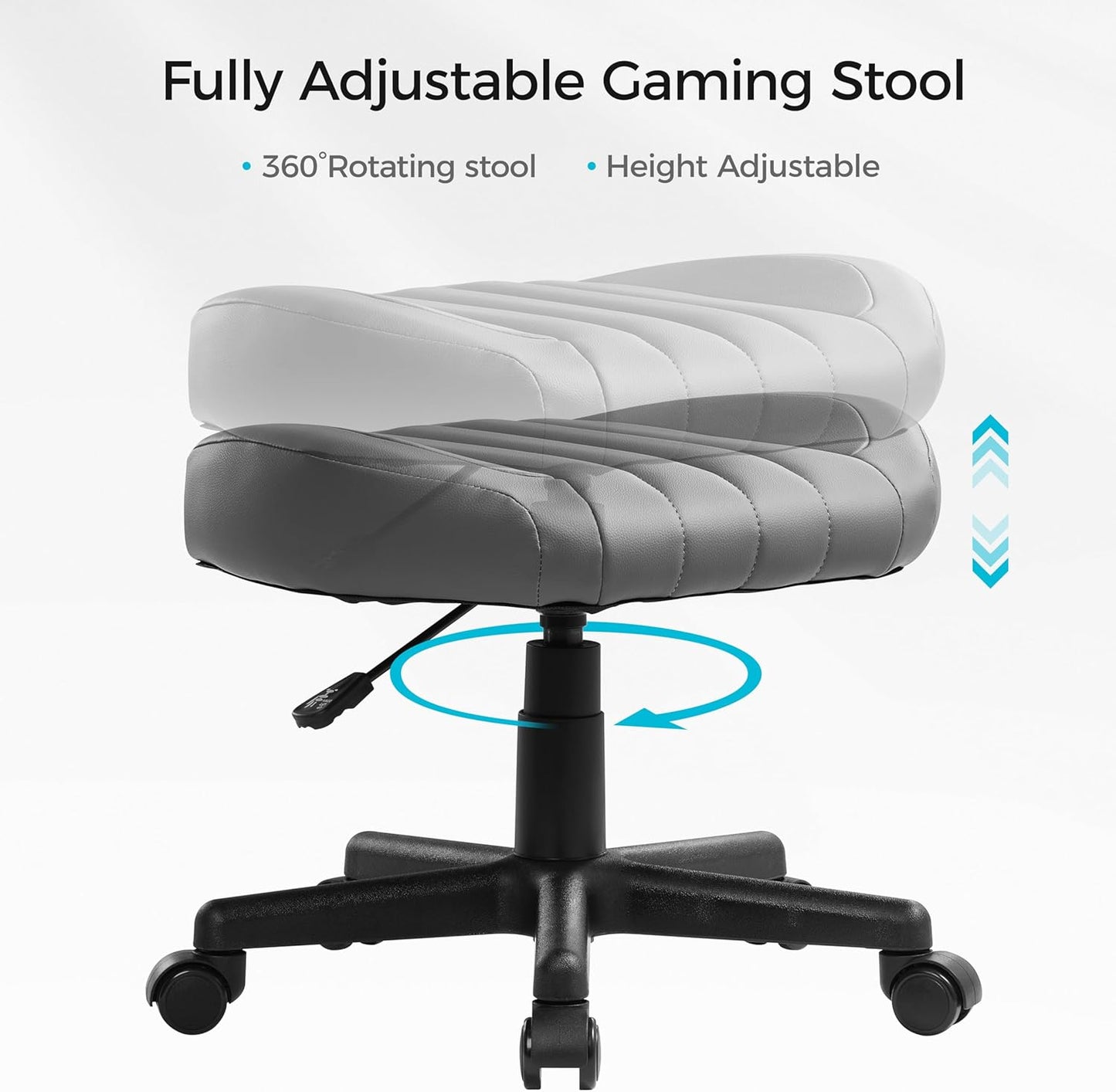 EUREKA ERGONOMIC Height Adjustable Foot Stool,19x18'' Large Seat Under Desk Footrest,Swivel Rolling Chair W Sturdy Wheels,Ottoman Stool Simple Meeting Chair for Home Office,Grey