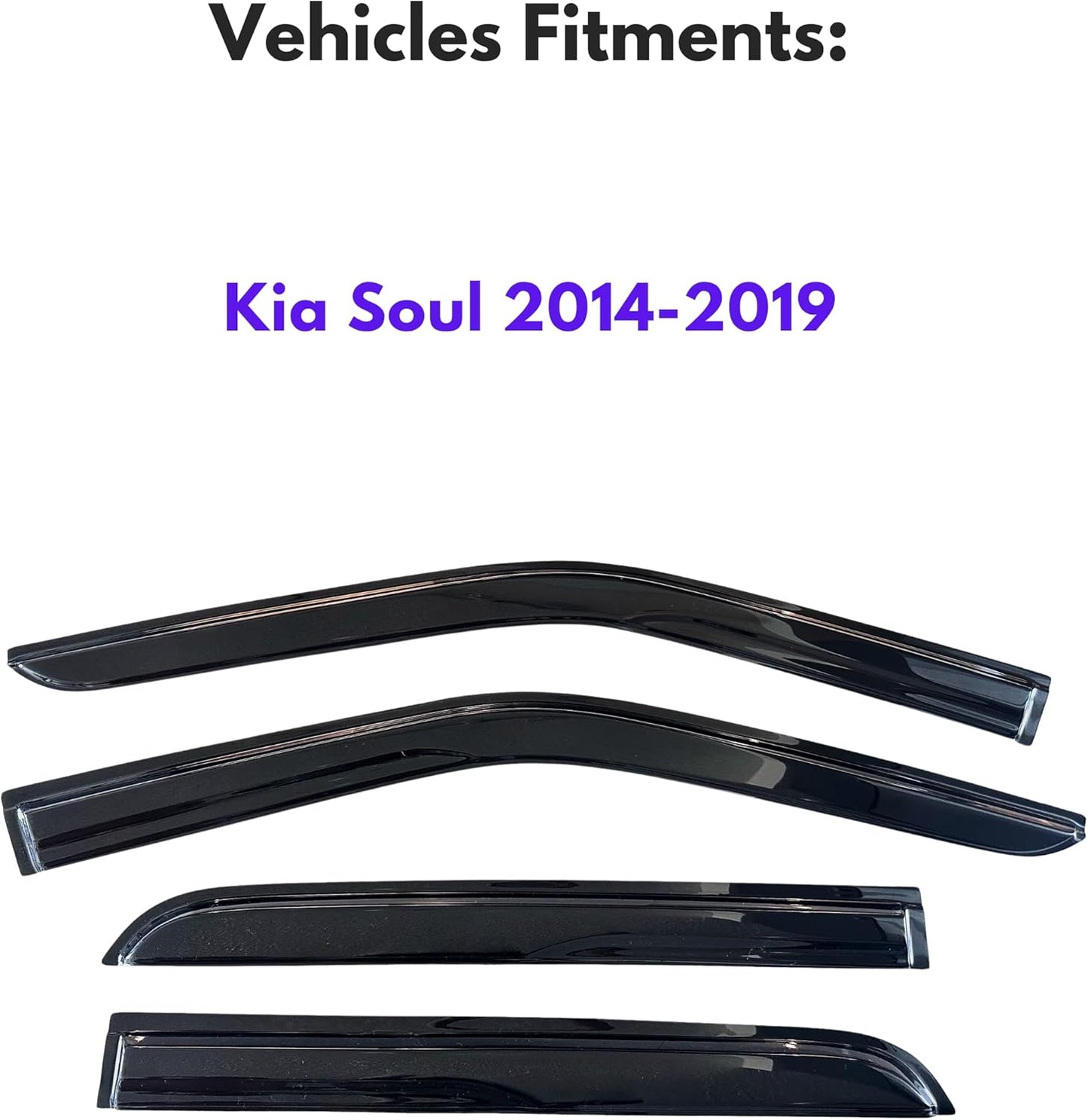 KPY Window Visor Compatible with Kia Soul 2014-2019, 4PC Rain Guard Side Window Vent Deflectors Tape-On Mugen Style, 2014 2015 2016 2017 2018 2019