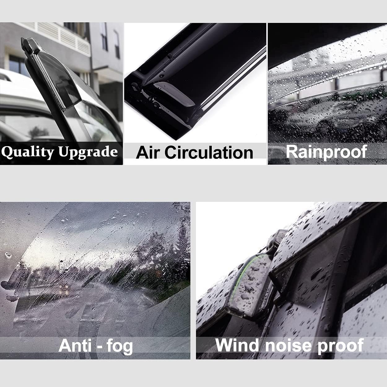 94056 Side Window Wind Deflector,4pc Outside Mount Style Shade Sun Rain Guards Set,Nice Window Visor fit for 2005-2015 Toyota Tacoma Double/Crew Cab with 4 Full Size Doors