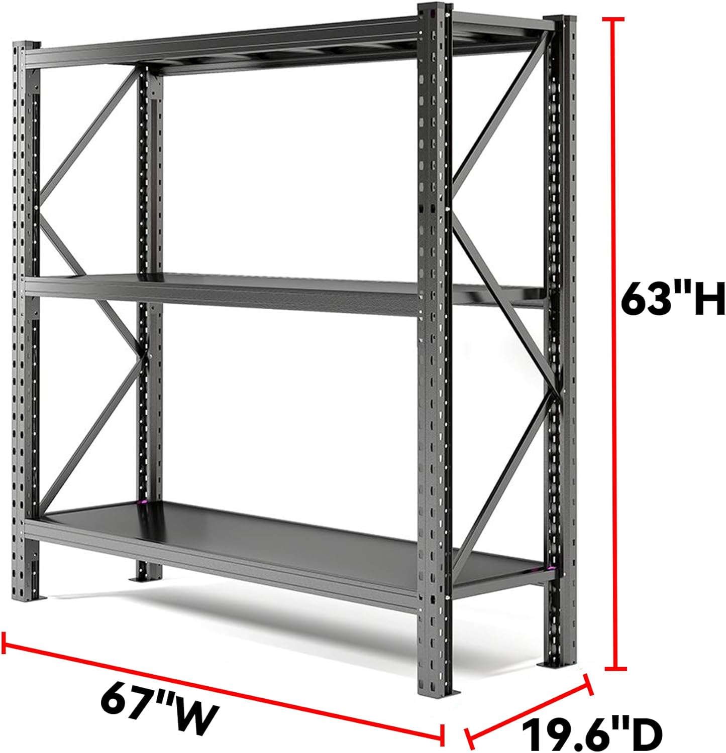 Heavy Duty 5-Tier Metal Shelving Unit with Adjustable Heights - 67" W x 63" H x 19.6" D, 4500 lbs Load Capacity - Industrial Garage Storage Solution for Workshop, Basement, and Home Organization