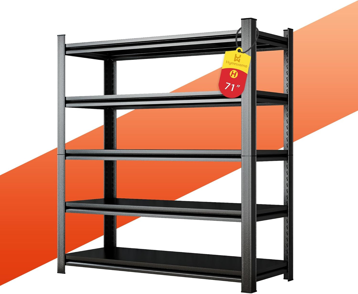 Heavy Duty 5-Tier Shelving Unit 2750LBS Capacity - Adjustable Steel Garage Shelves for Warehouse, Basement Storage(71''H x 35.4''W x 11.8''D)