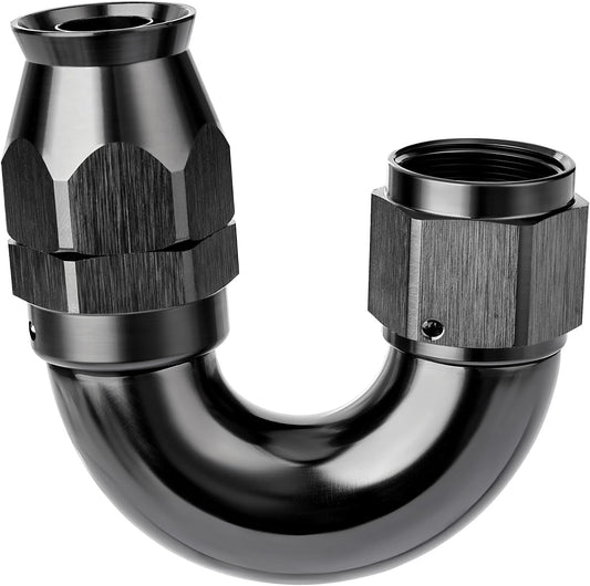 EVIL ENERGY 6AN 180 Degree PTFE One Piece Full Flow End Hose Fitting Aluminum Black