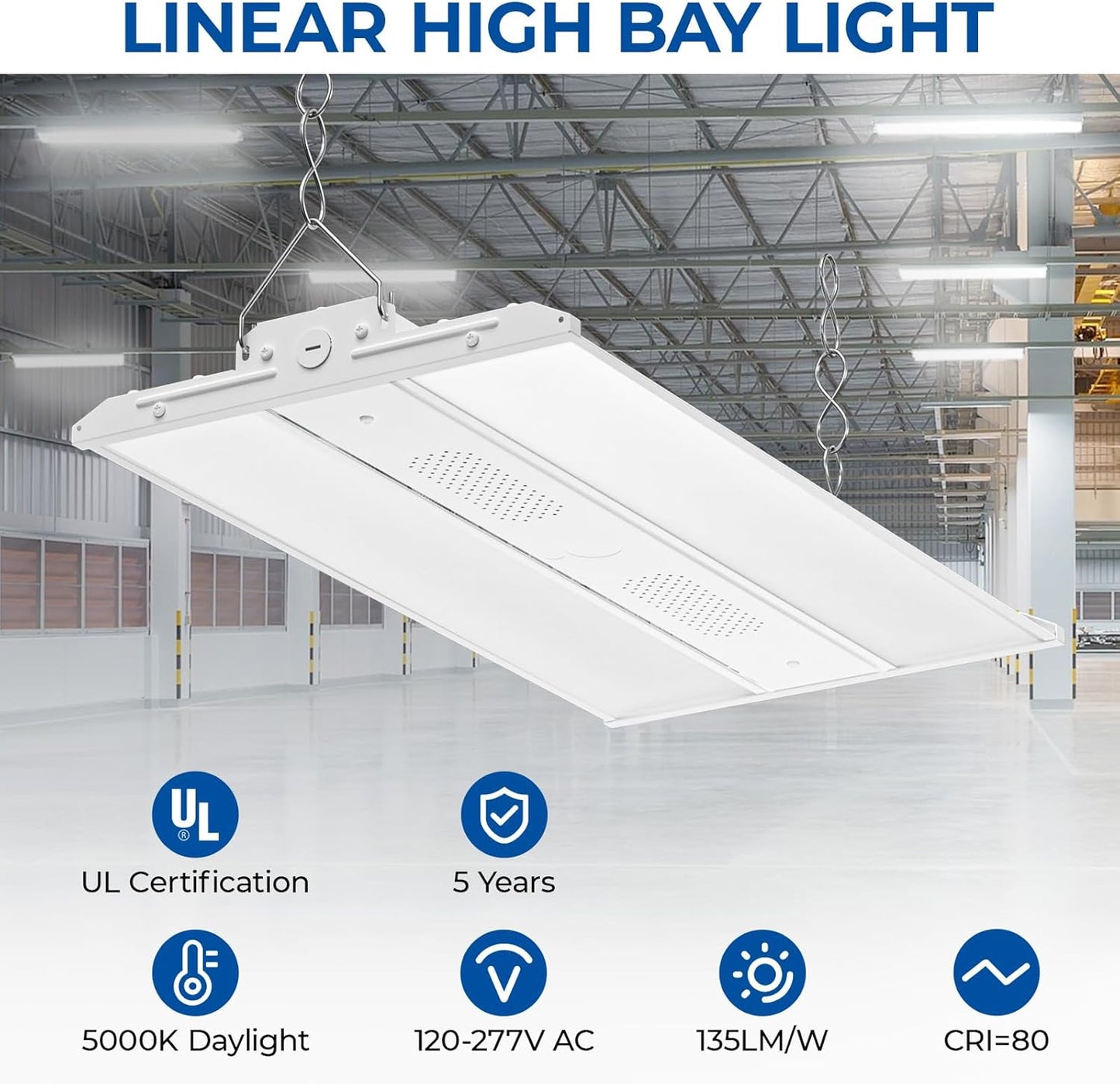 CINOTON 4FT 220W LED Shop Light with 29700LM, 0-10V Dimmable Linear High Bay Lighting with 5000K, 120-277V 135LM/W Commercial Hanging Lights for Garage Office Warehouse Workshop Factory UL Listed