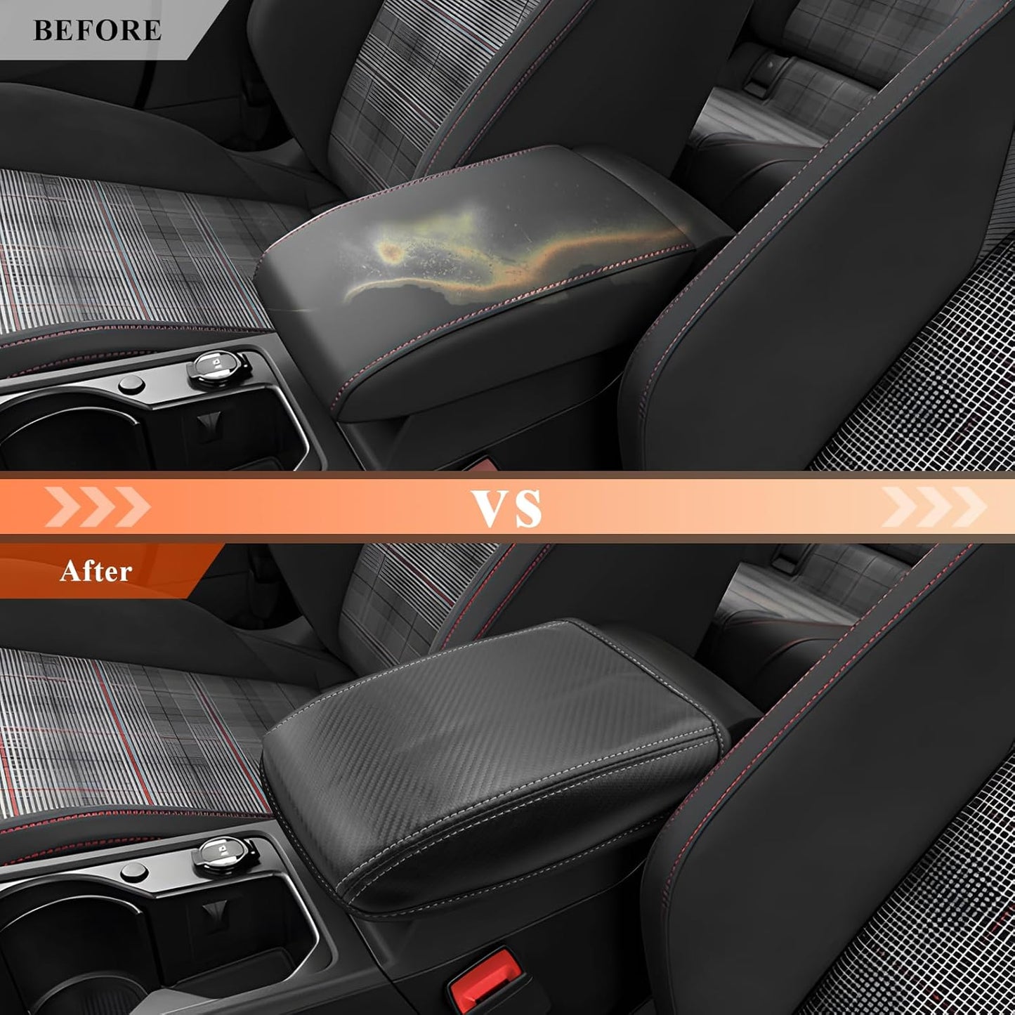 CDEFG for Volkswagen Golf R VW GTI Golf 8 MK8 2020-2025 Center Console Cover Armrest Box Cover for Golf R/GTI Golf8 Accessories Console Arm Rest Protector