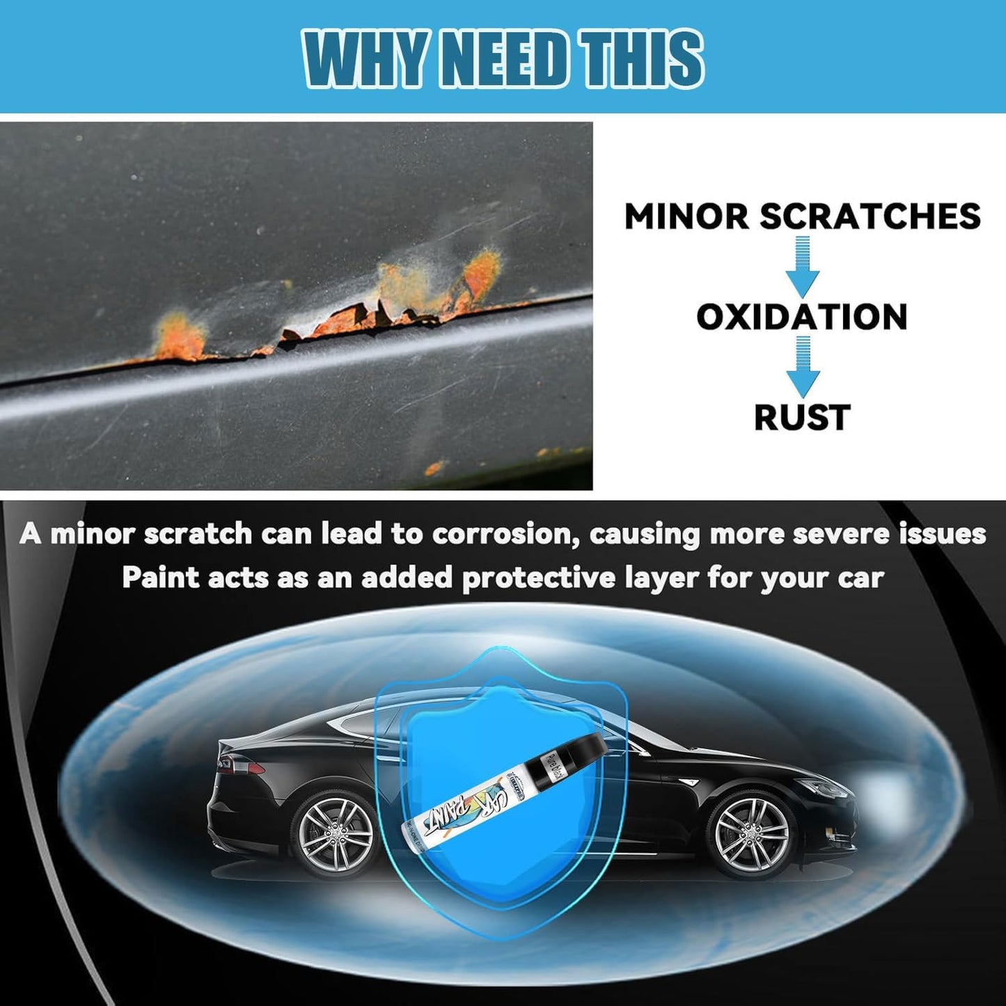 Black Touch Up Paint for Cars, Car Paint Scratch Repair Pen, Color Accurate Automotive Paint Quick and Easy Fix Vehicles Chip Rim Scuff Repair