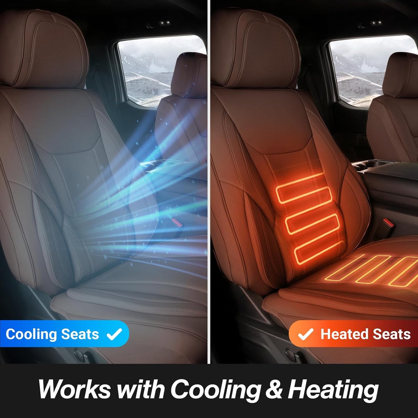 Coverland Custom Car Seat Covers Compatible with 2003-2009 Ram 3500 Quad Cab - Premium Leather Non-Slip Memory Foam Waterproof Custom Interior Protector Full Set-Dark Brown [See Size Chart-Size X139]