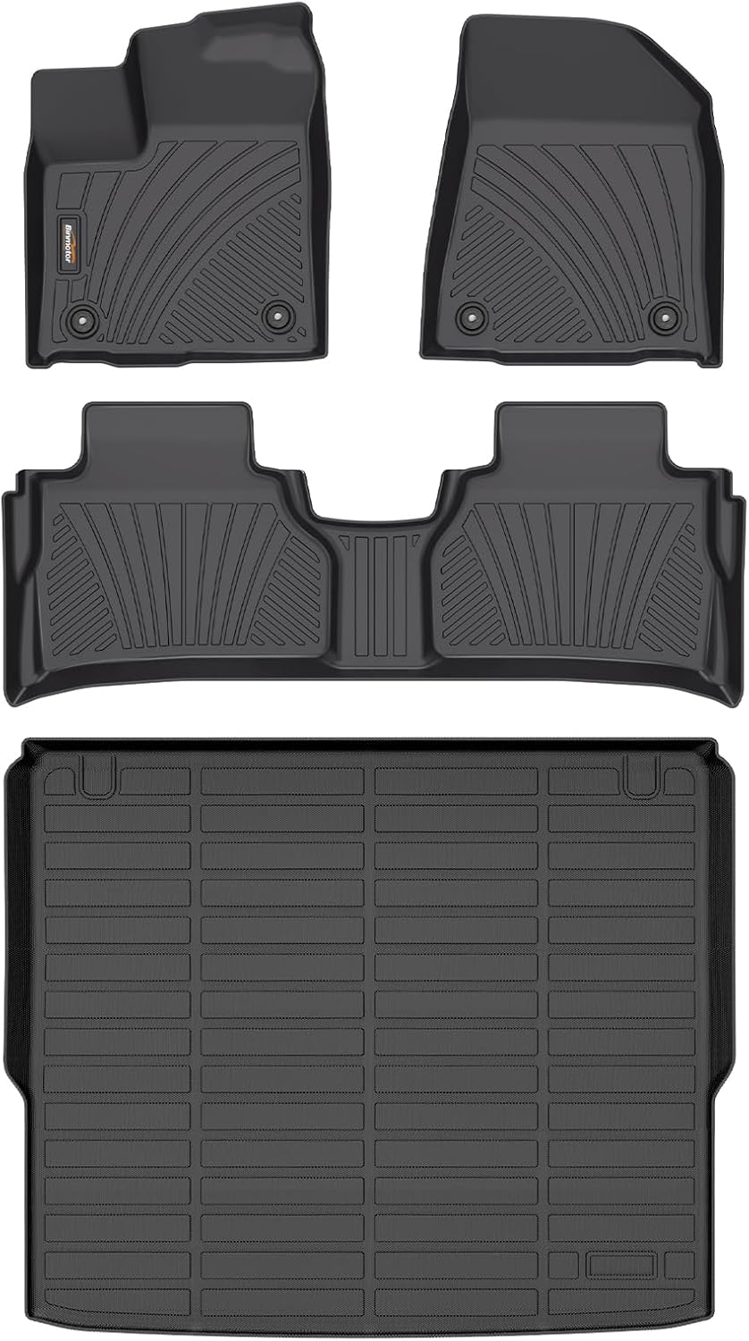 Binmotor-Floor Mats & Cargo Liner for Nissan Murano 2025, 1st & 2nd Row Full Set, TPE Rubber Waterproof Car Mats All Weather Heavy Duty Car Floor Liners-Black for Nissan Murano Accessories
