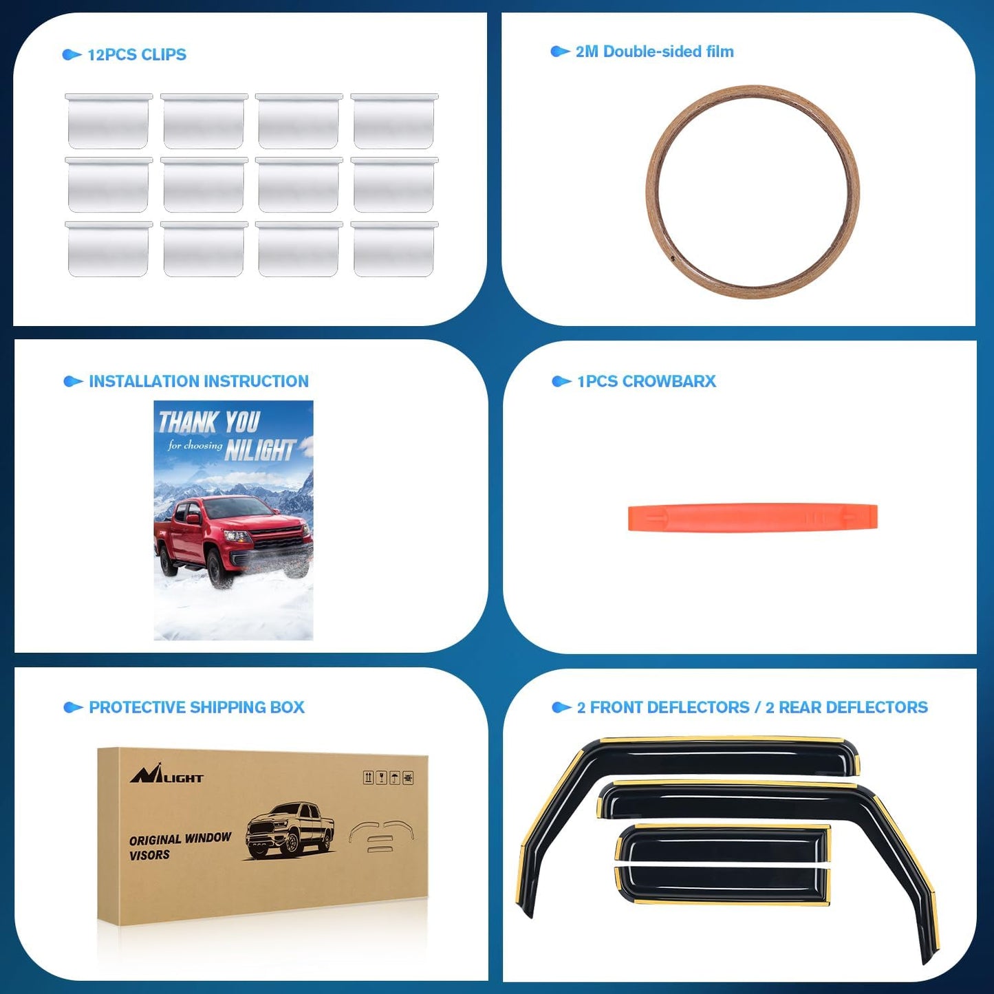 Nilight Window Visor Compatible with Jeep Wrangler JL/Jeep Gladiator 2018 2019 2020 2021 2022 2023 2024 Vent Window Visors, Rain Guards Acrylic-4pcs