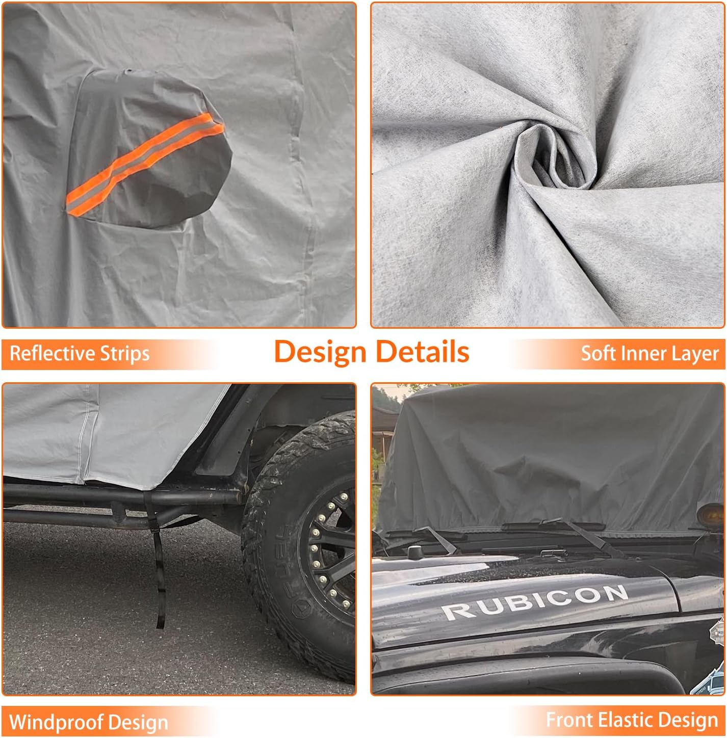 Cab Cover for Jeep Wrangler JK JL 2 Door 2007-2025, Waterproof Wrangler Rain Cover with Driver Door Zipper Soft Inner Liner All Weather Snow Rain UV Protection