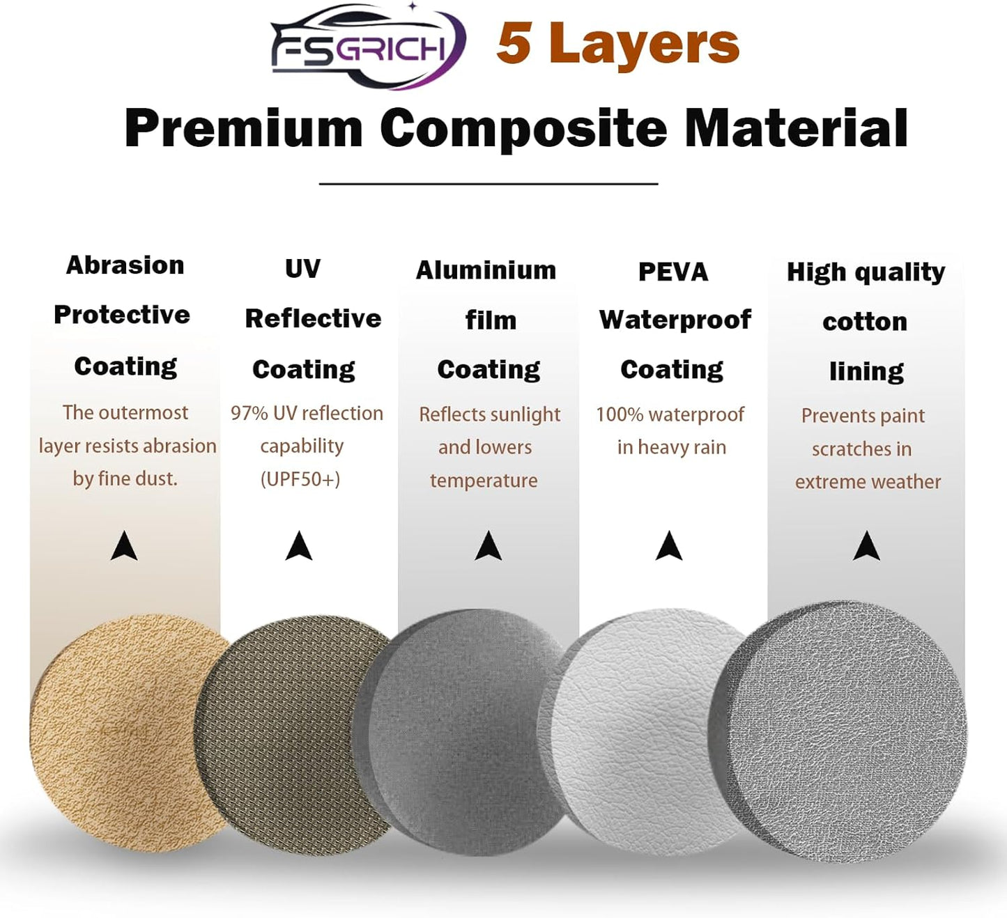 Heavy Duty Waterproof Car Cover Compatible with Jeep Wrangler 4 Doors 2006-2024 JK JL, Outdoor Anti-UV Sun Rain Protection Full Exterior Cover (Camel with Brown)