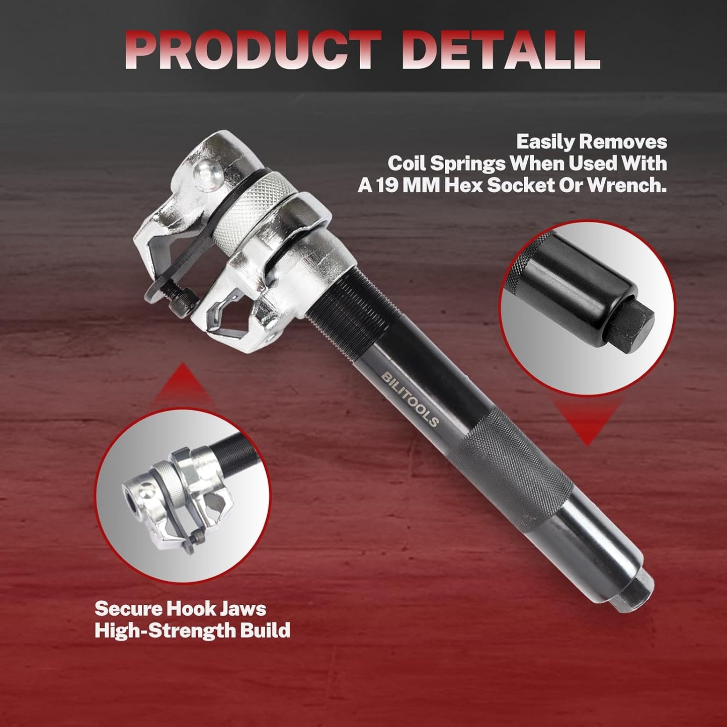 BILITOOLS 2-Piece Coil Spring Compressor Tool Heavy Duty Macpherson Strut Spring Compression Set with Safety Jaws and Holder, Max Load.2645LB