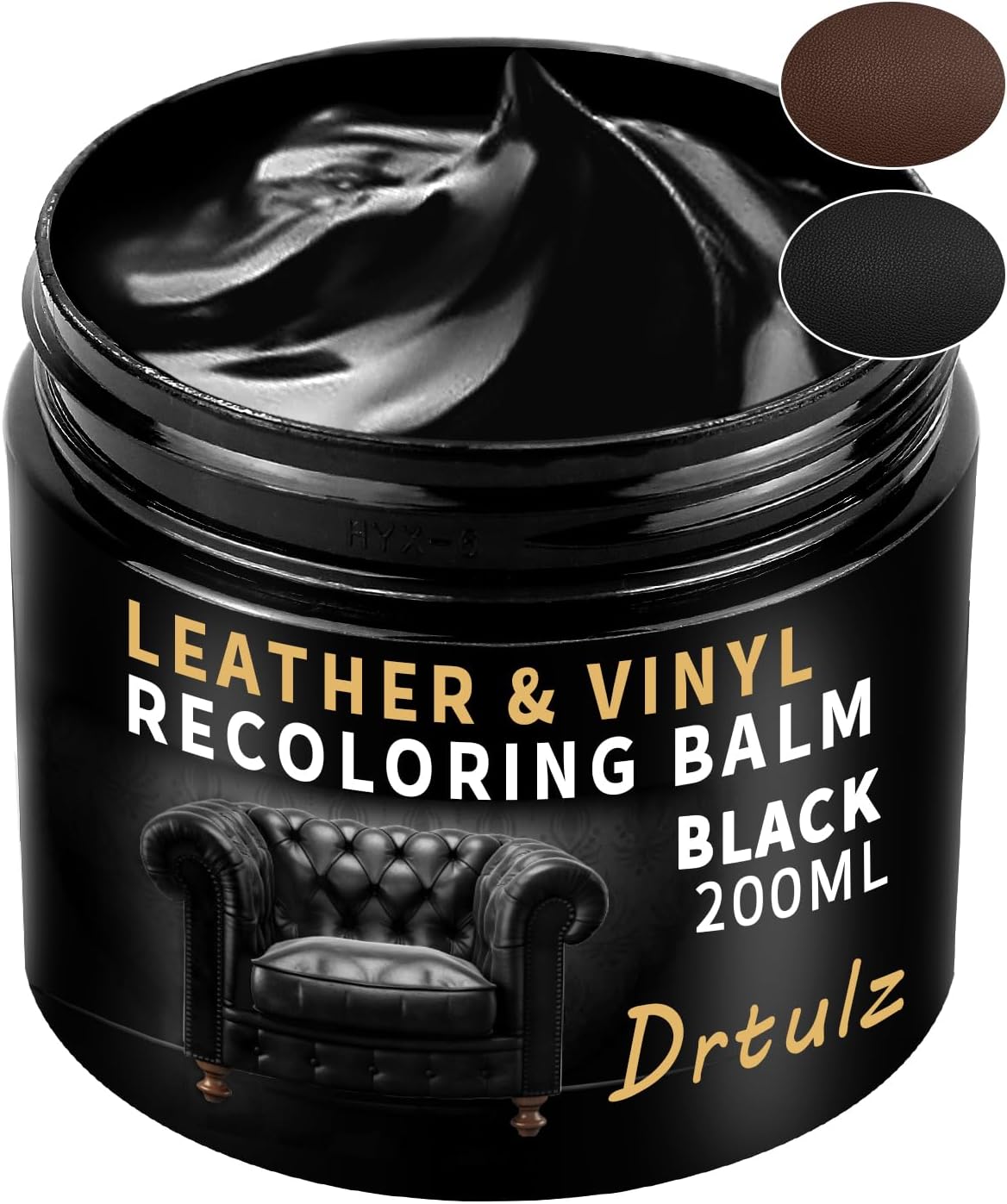 Black Leather Recoloring Balm, Leather Repair Kit for Furniture, Leather Scratch Remover, Leather Color Restorer for Couch, Car Seats, Shoes - Repair Leather Dye for Scratched and Faded Leather