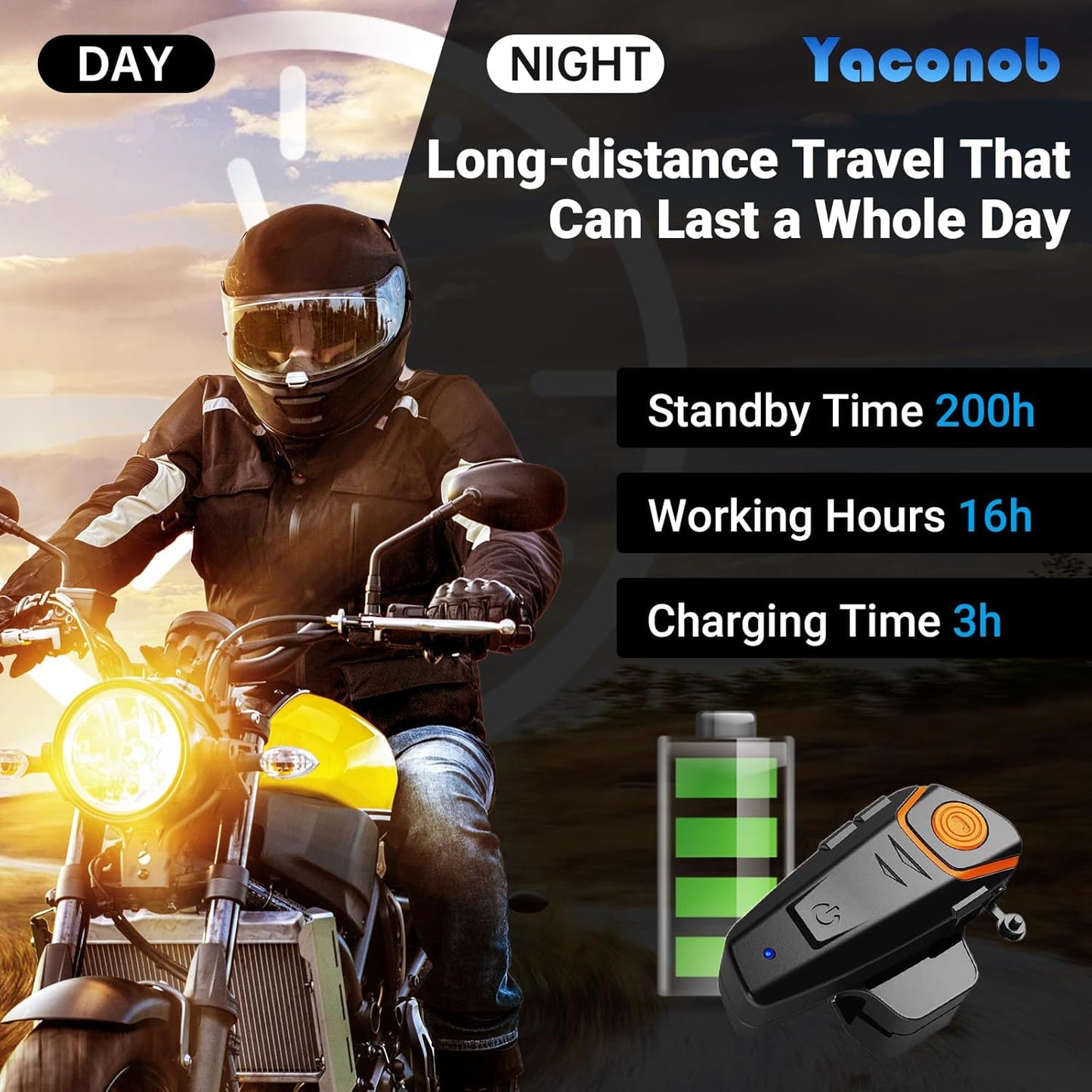 Helmet Bluetooth Headset Bt-S2ns, 1000m Helmet Communication System, Connect Up to 3 People 2 People Talk at The Same Time（1pack）