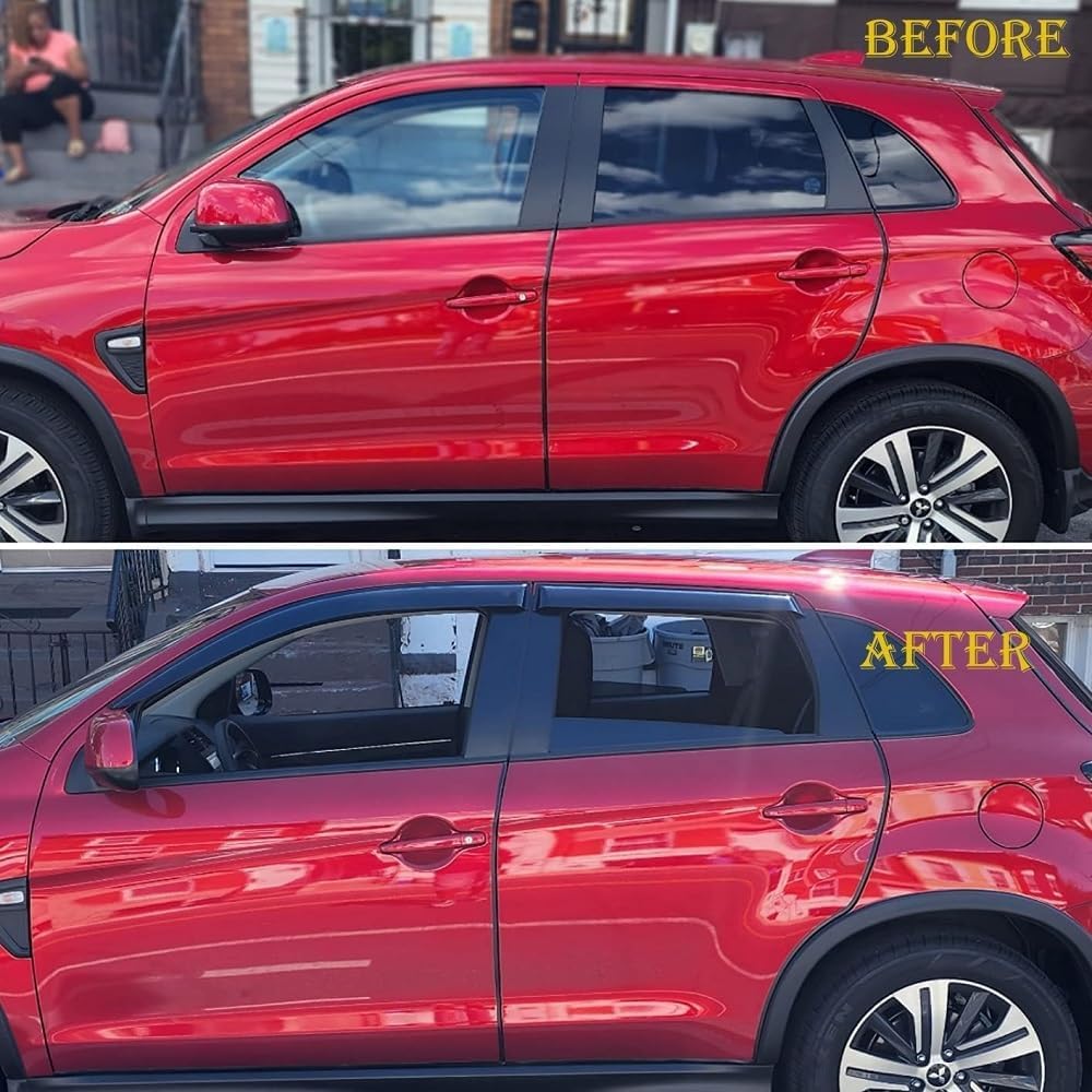 Original Side Rain Guards, 4pcs Out-Channel Tape-On Nice Wind Deflector Set, Window Visors fit for 2007-2014 Chevrolet Tahoe 2007-2014 GMC Yukon (Not Fit Yukon XL Model) 94514