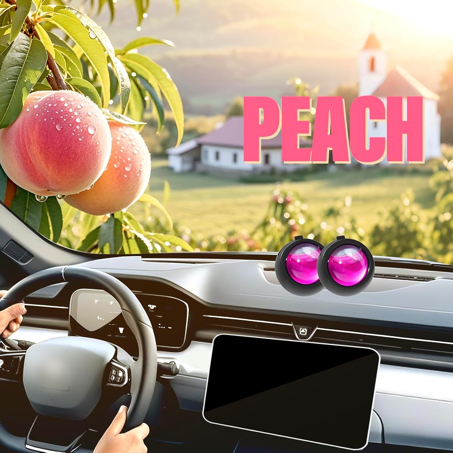 Car Air Freshener Vent Clips, Peach Scent, 6 Pack, Long Lasting Scent Up to 180 Days, Car Fresheners for Women, Car Vent Clip for Men