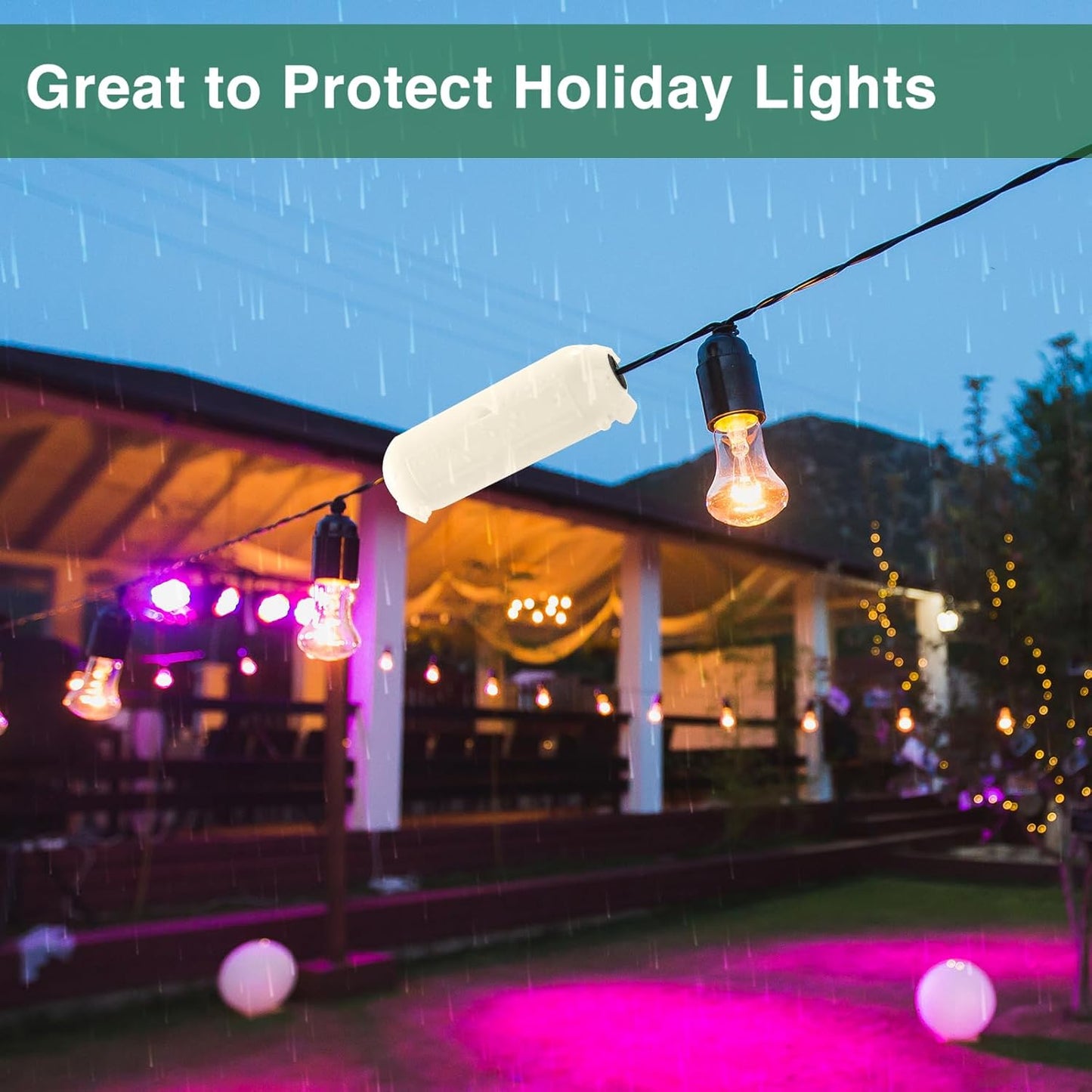 Flemoon [3 Pack] Outdoor Extension Cord Safety Cover with Waterproof Seal, Weatherproof Electrical Connection Box for Outdoor Outlet, Plug, Socket, Halloween, Christmas Holiday Decoration Light, White