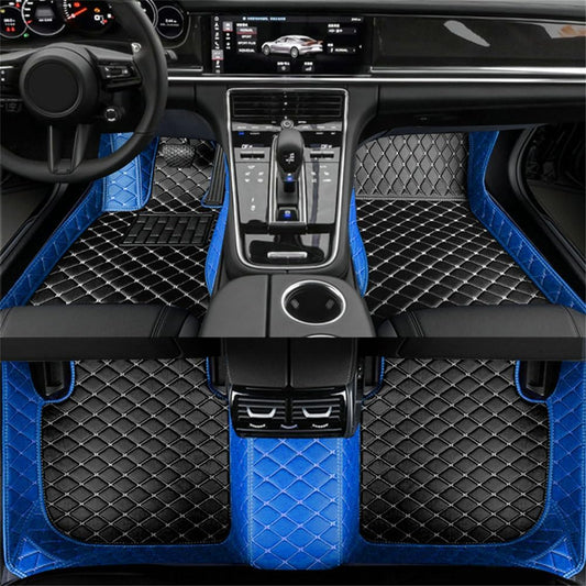 Custom Artificial Leather Waterproof All-Weather Car Floor Mats Fit for 99% Sedan SUV Sports Car Vehicle Car Mat (Blue Black Beige)